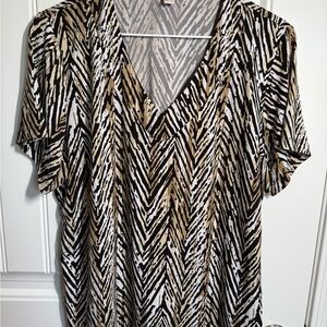 JM Collection Zebra Print V-Neck Blouse